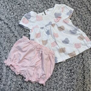 Mayoral Pink and Gray Bear Print Baby Set